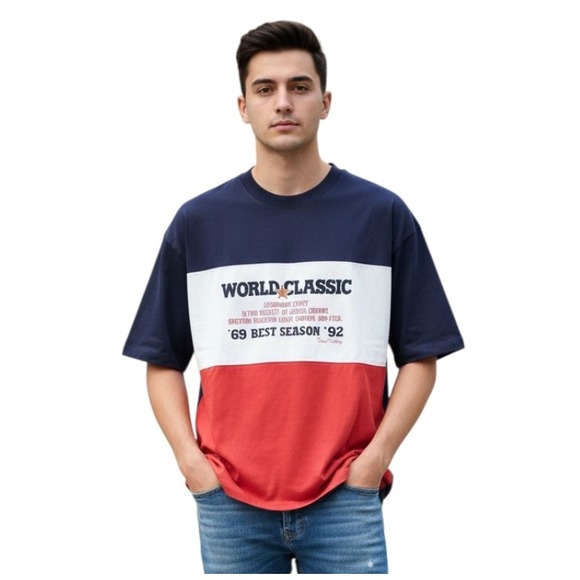 GAP Other - Vintage GAP COLORBLOCK STRIPE T-SHIRT Red/Blue/White 1969-1992 Single Stitch XL